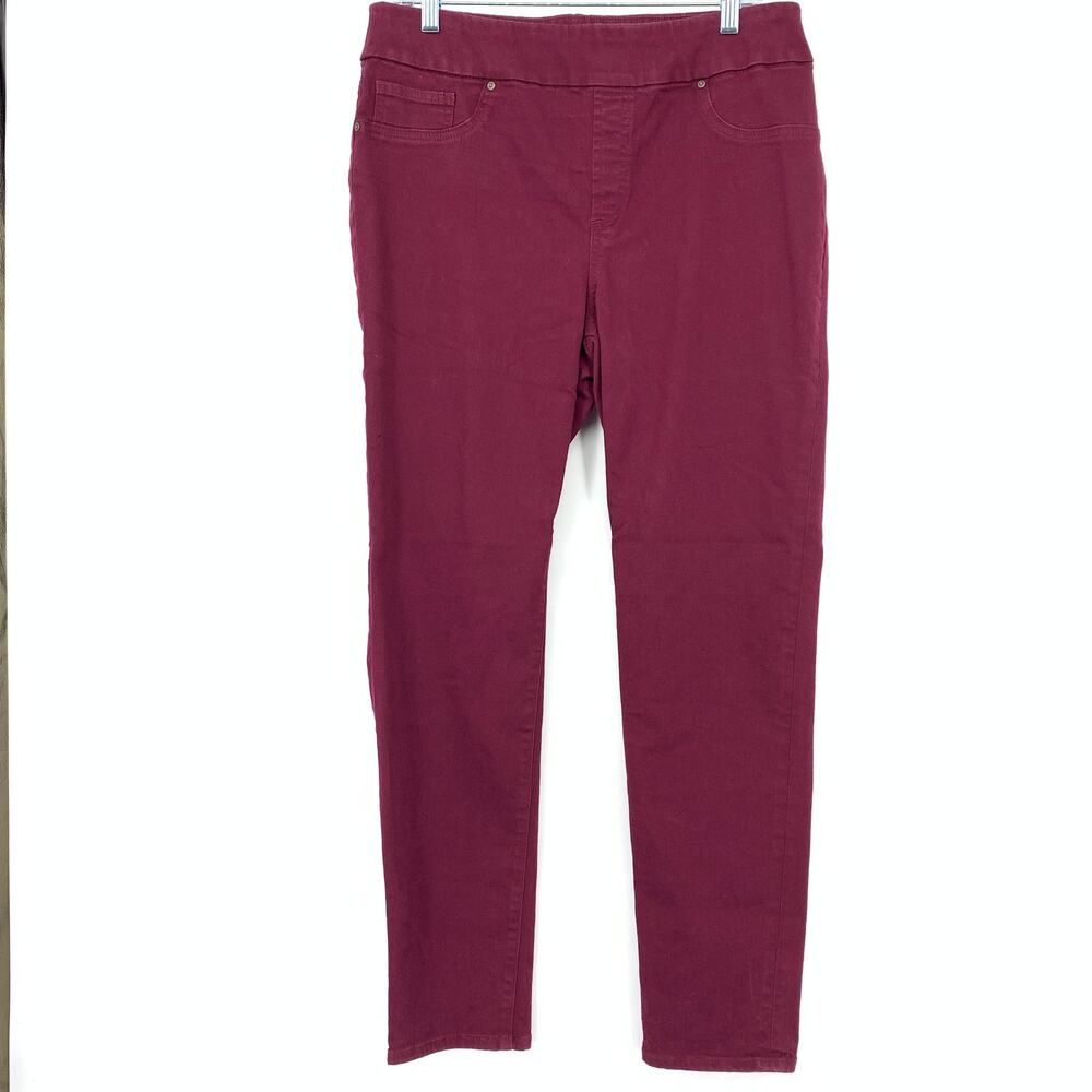 Chicos Pull On Jegging Jeans Womens Size 2 US 12 Maroon Wine Colored Denim